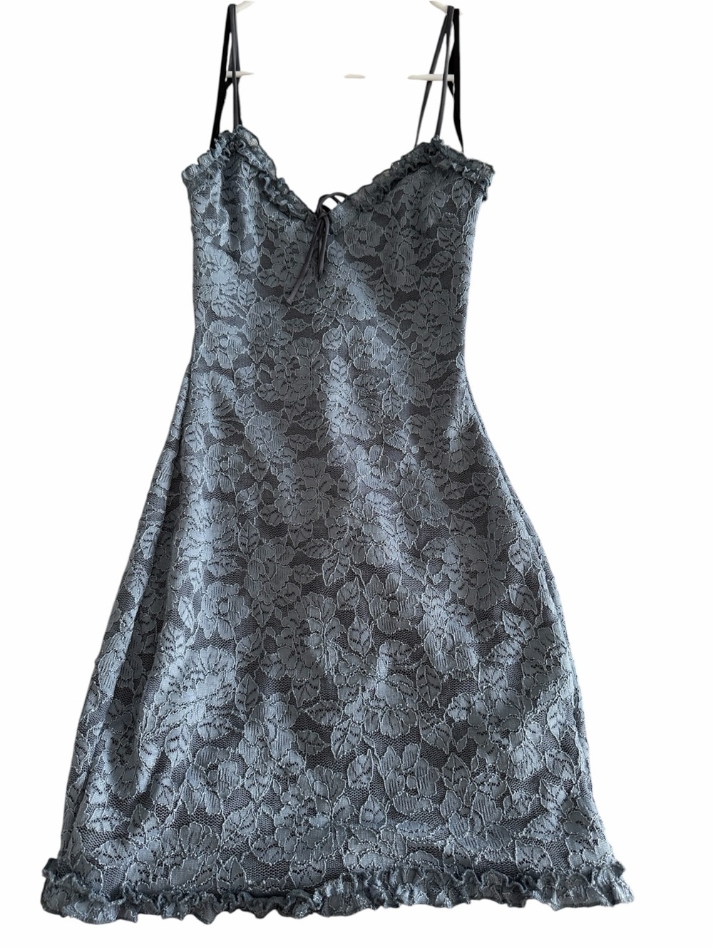 Windsor Charcoal Lace Slip Dress with Thin Straps